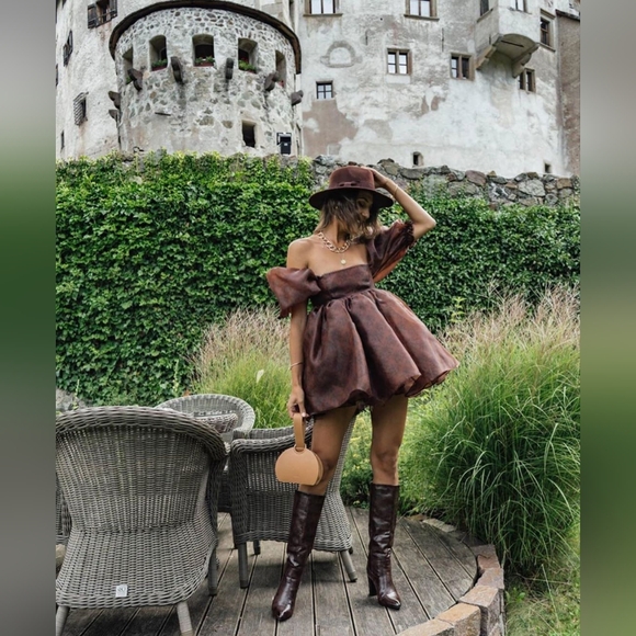 Selkie Chocolate Puff Dress - Picture 4 of 8